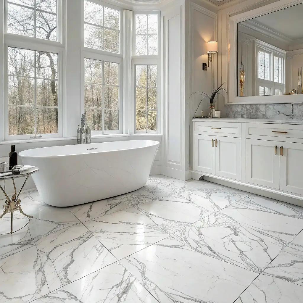 15 Elegant Marble Bathroom Floor Ideas You'll Absolutely Love - Lawn ...